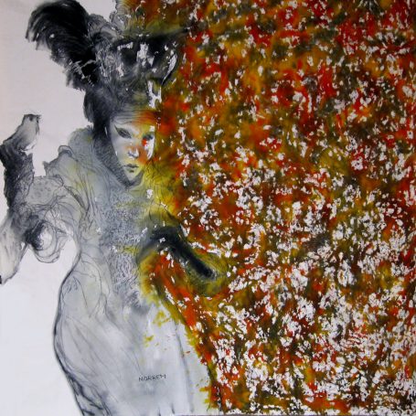 painting of a figure with a venecian mask