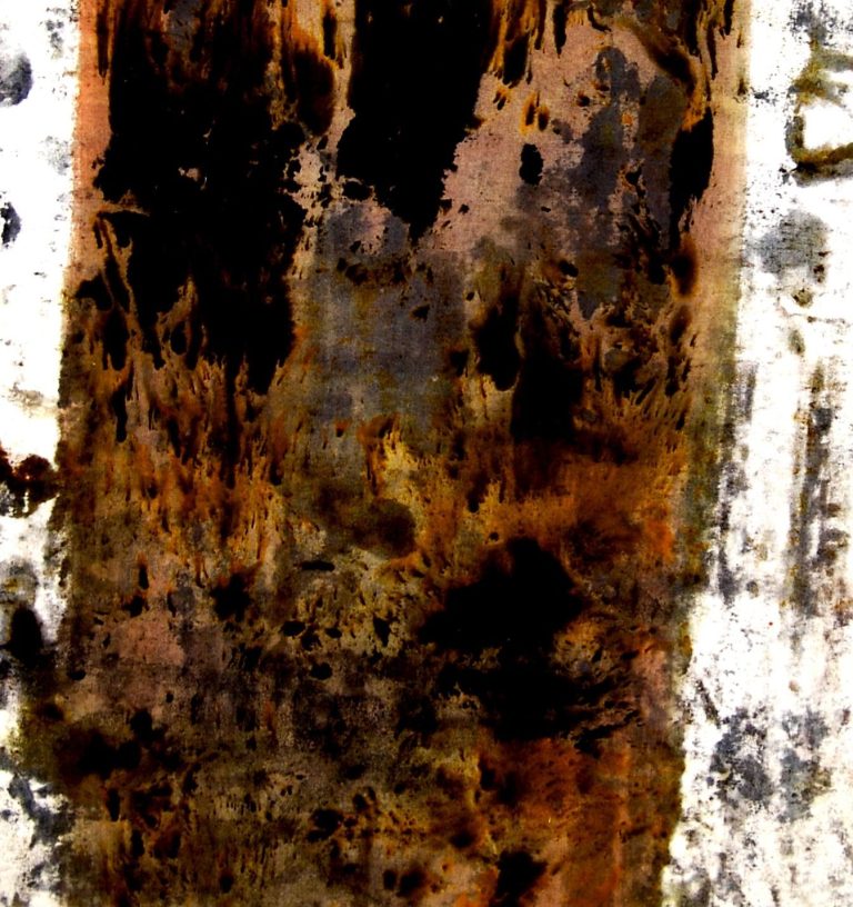 abstract painting in brown and white