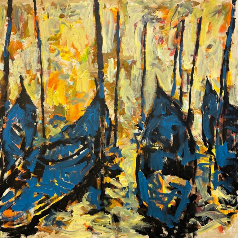 abstract painting of gondolas