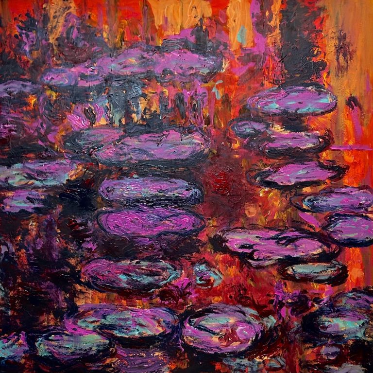 abstract painting of gondolas