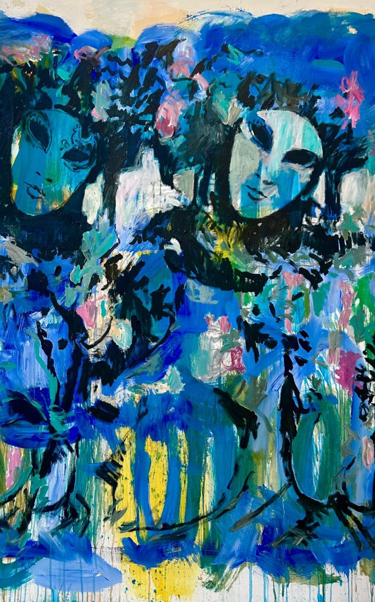 abstract painting of gondolas