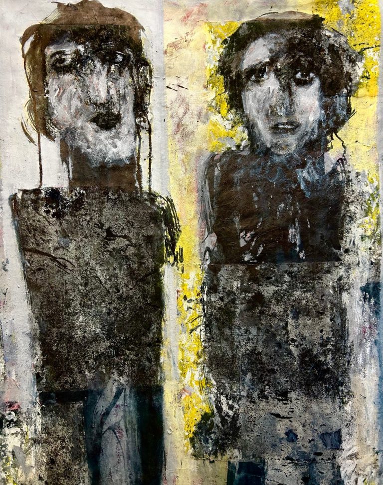 abstract painting of gondolas