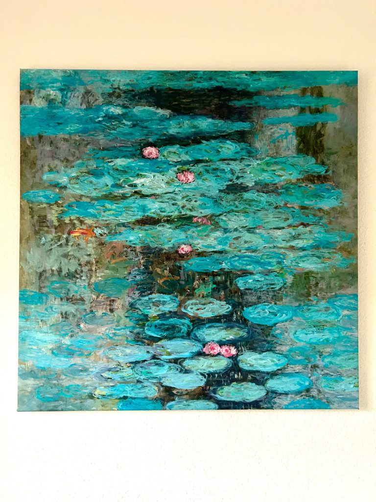 abstract painting of gondolas