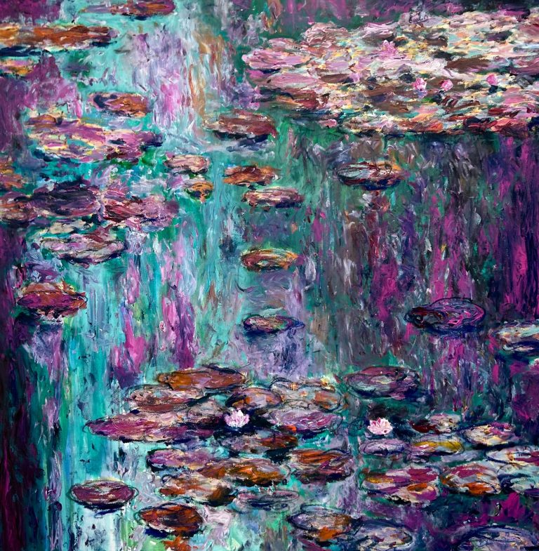 abstract painting of gondolas