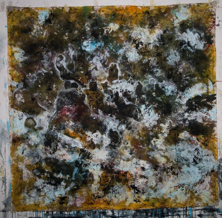 figures on abstract painting 