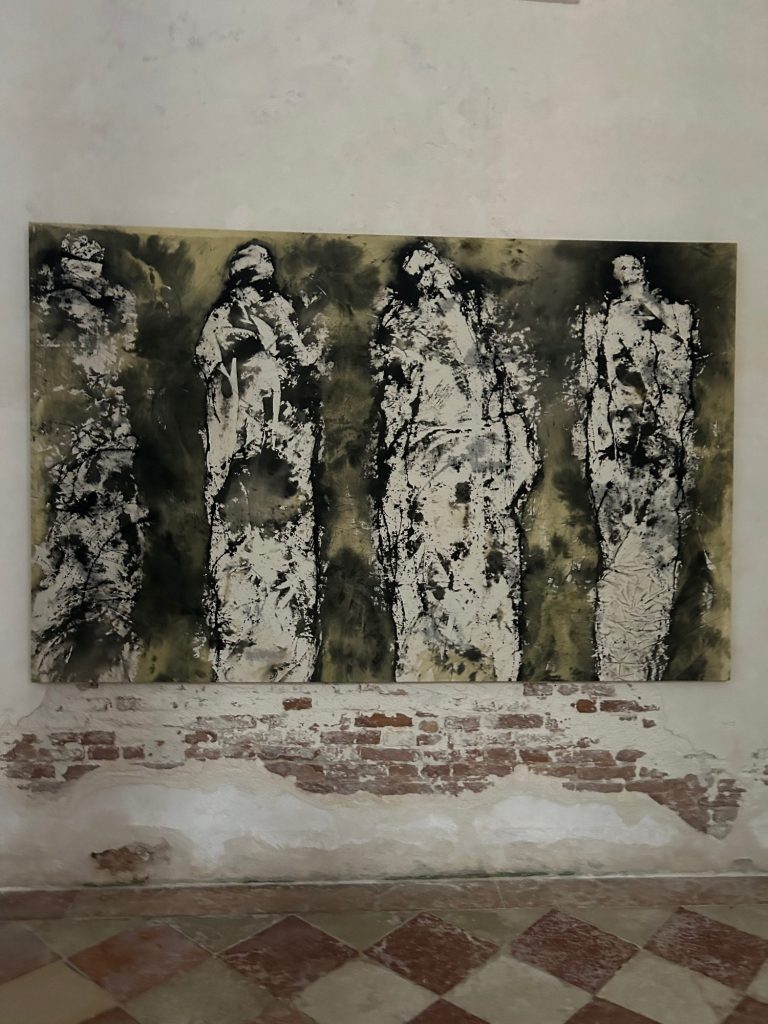 painting of 4 figures in abstract style