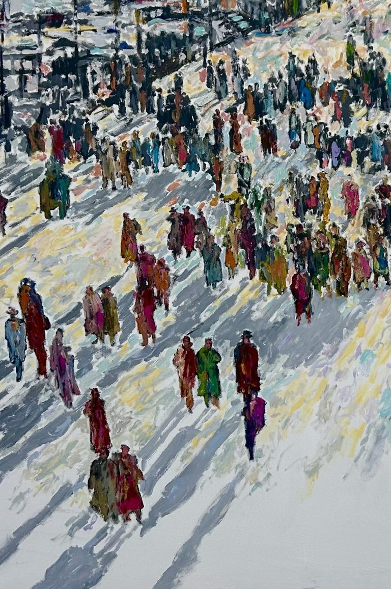 abstract painting of gondolas